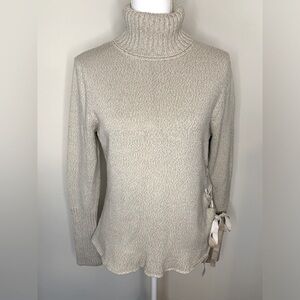 The Limited Sweater Turtleneck Long Sleeve Ribbon Creme Tan size Large